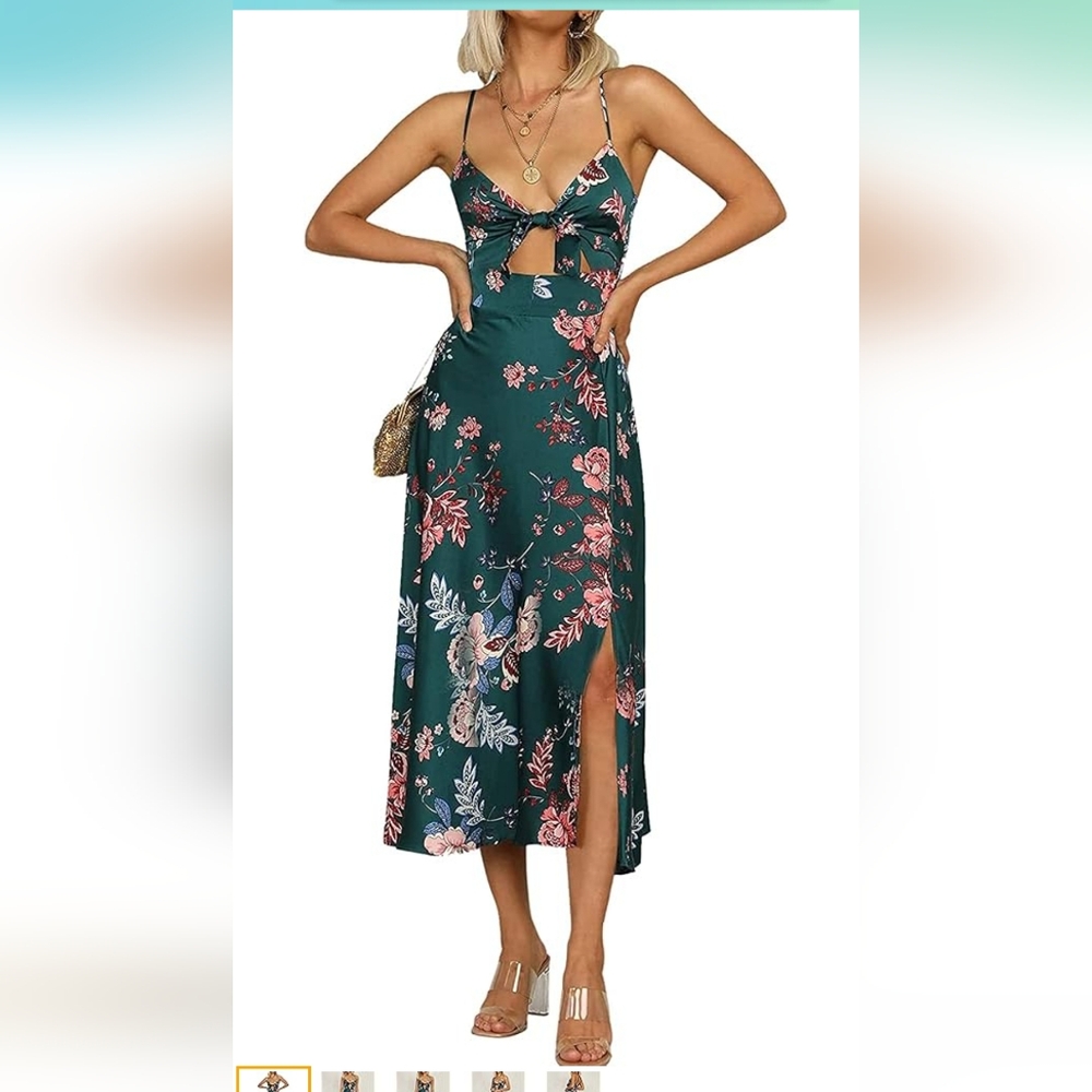 Womens Satin Floral Dress